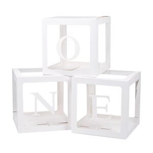 ONE First Birthday Balloon Boxes & Party Balloon Stand Column Tower